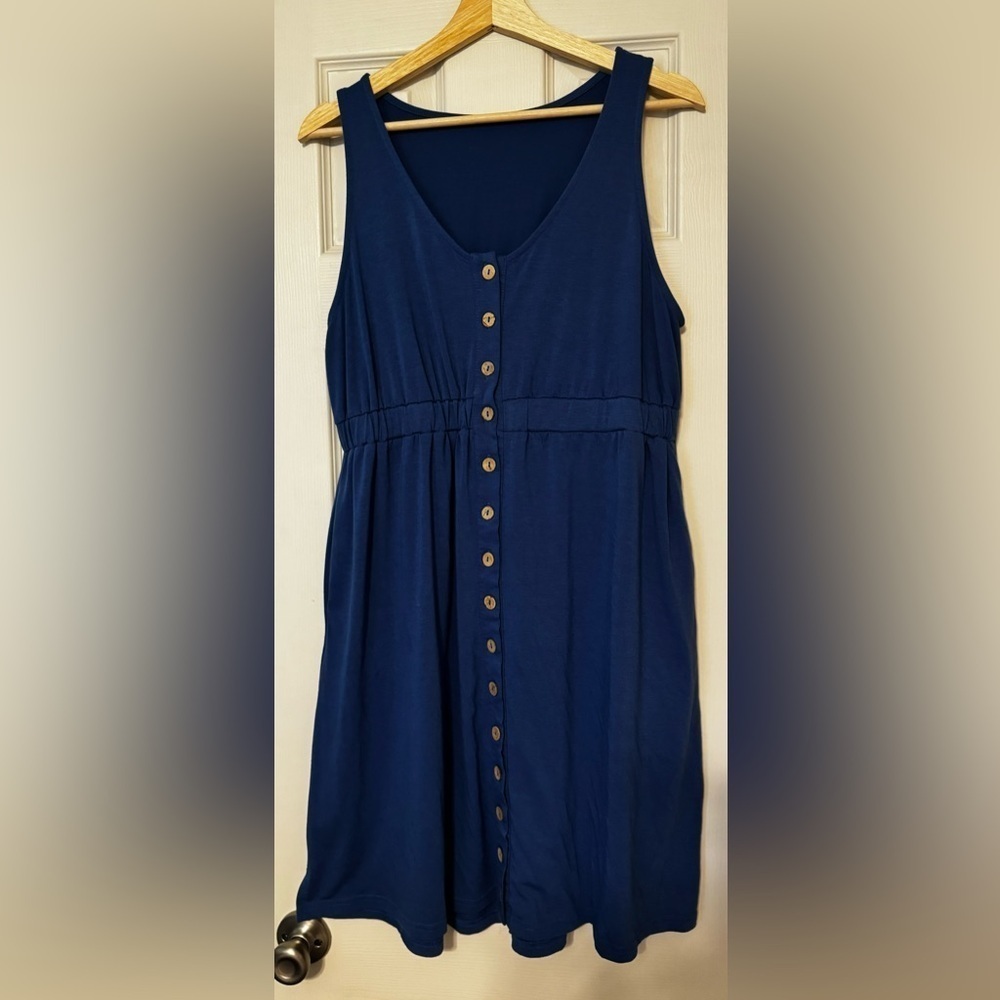Blue dress with elastic waist